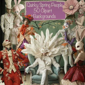 Peculiar Quirky Spring Characters Clipart & Backgrounds