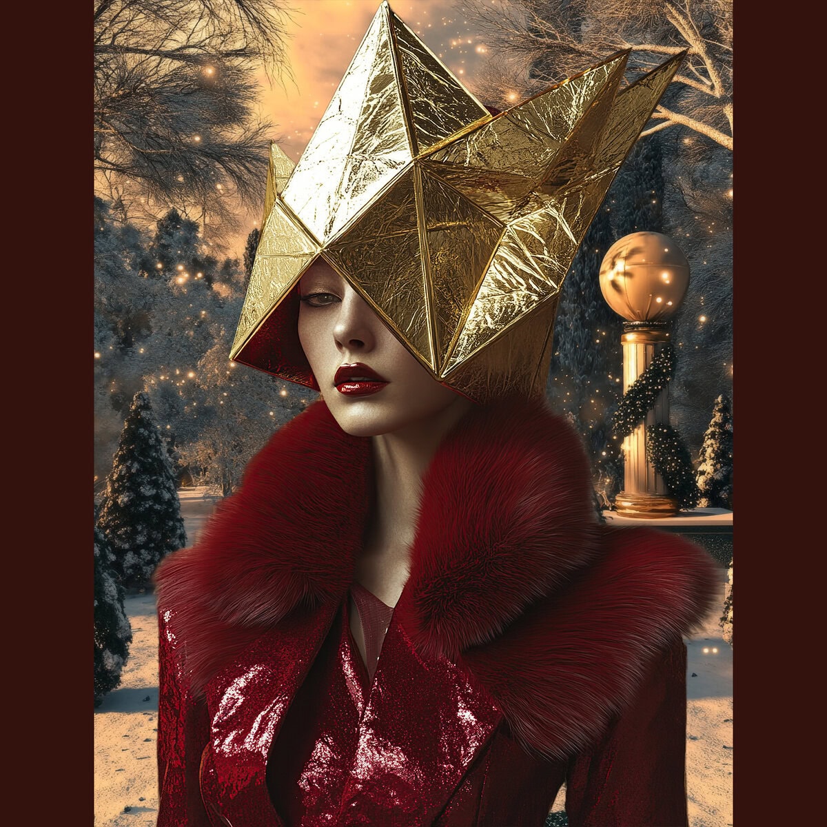 Retro Style Surreal Christmas Woman Portraits Clipart & Backgrounds - Image 5