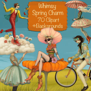Whimsical Spring People Clipart & Backgrounds