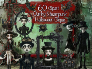 Whimsical Steampunk Clique Clipart & Backgrounds