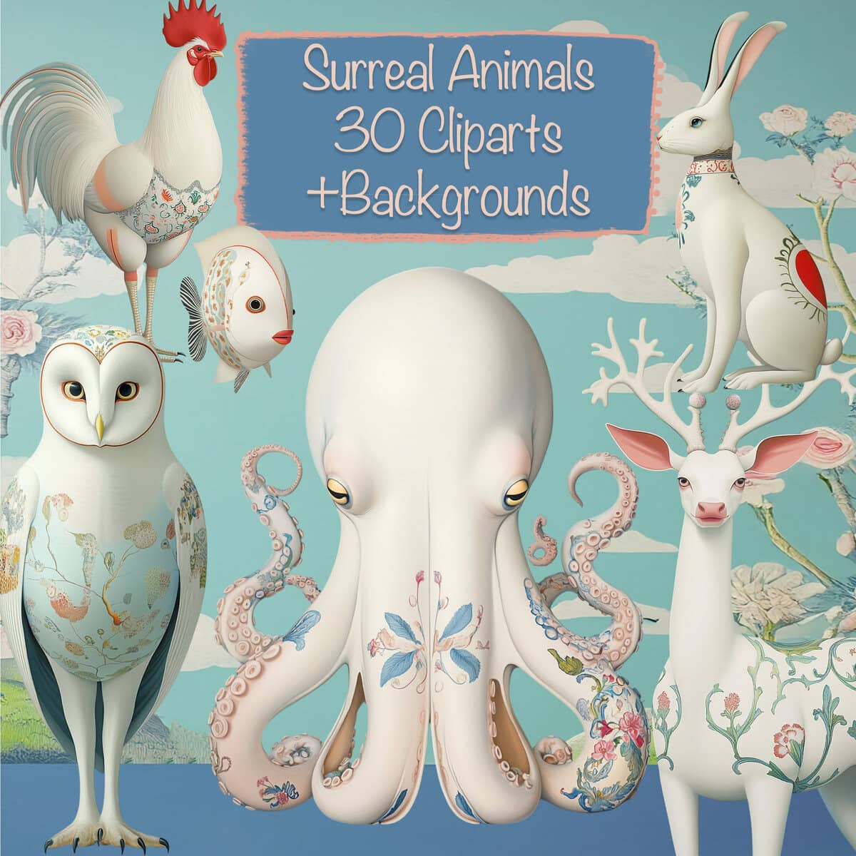 Surreal Peculiar Animals Part 3 Clipart & Backgrounds