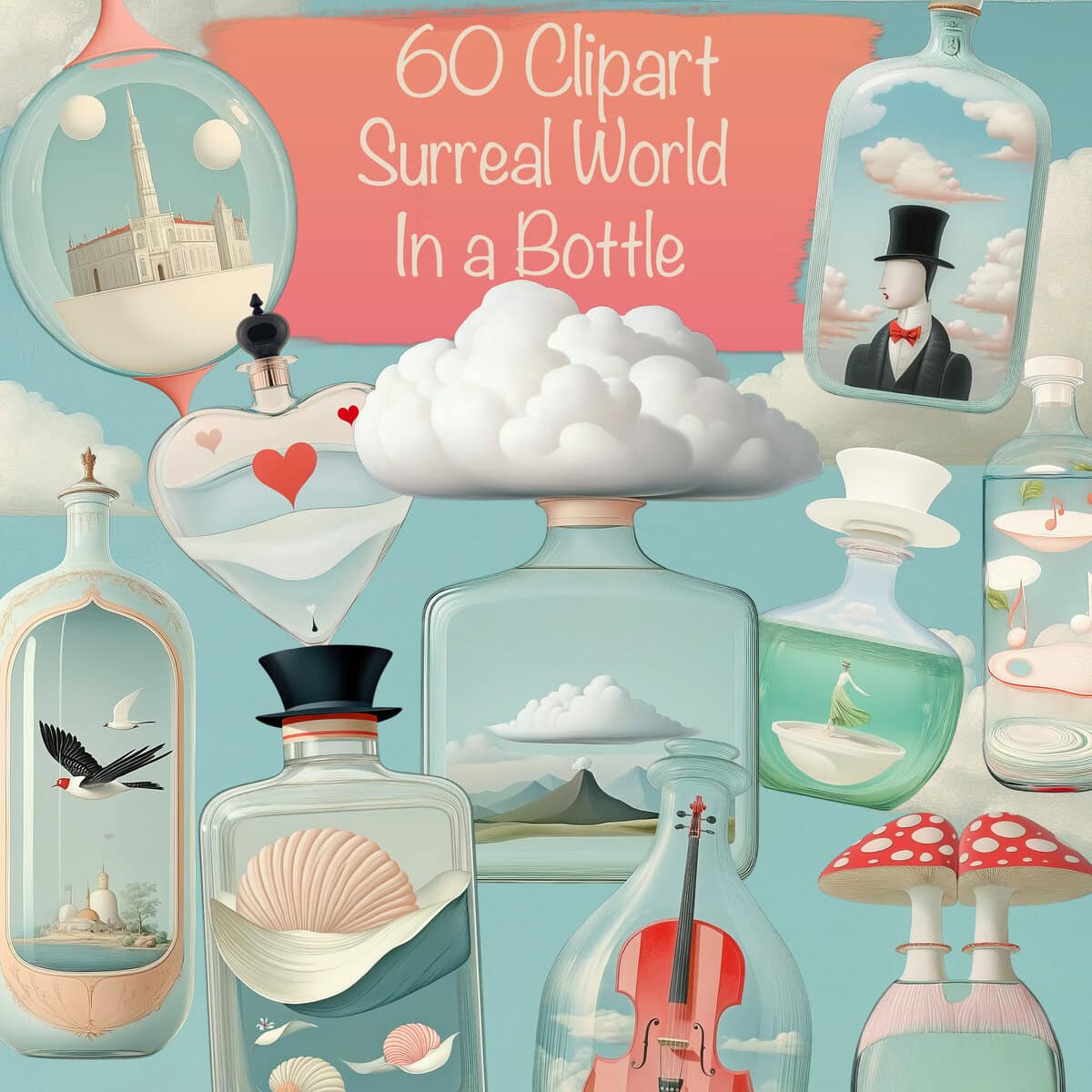 Surreal World in a Bottle Clipart & Backgrounds