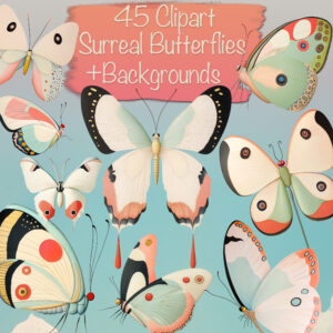 Surreal Butterflies Clipart & Backgrounds