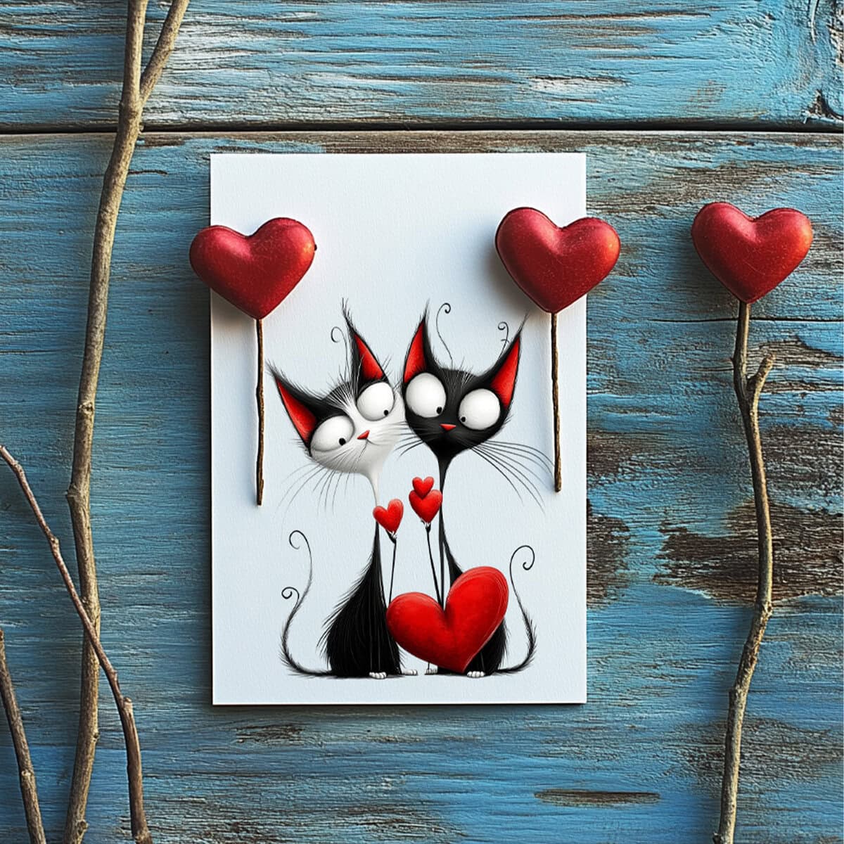 Whimsical Valentine Cats Clipart & Backgrounds - Image 6