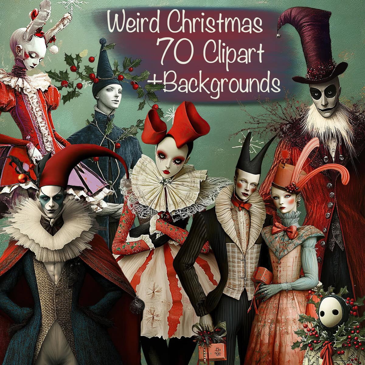 Weird Christmas Characters Clipart & Backgrounds