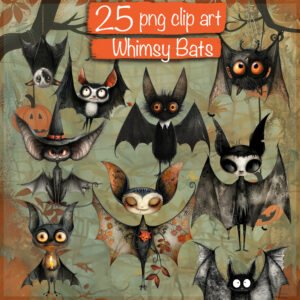 Whimsical Halloween Bat Clipart & Backgrounds