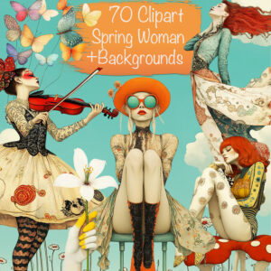 Whimsical Spring Girls Clipart & Backgrounds