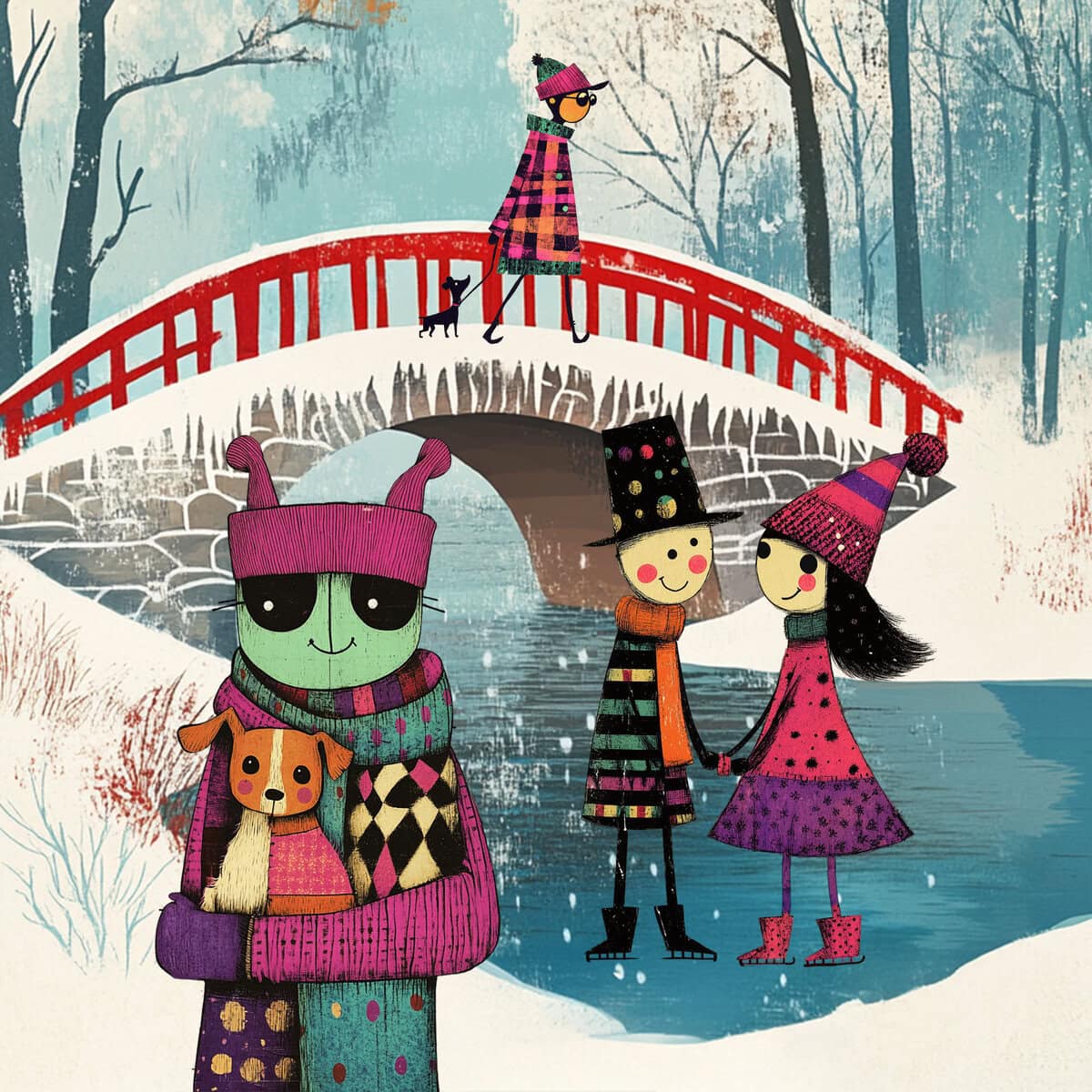 Colorful Winter Characters Clipart & Backgrounds - Image 6