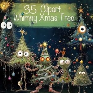 Whimsical Christmas Trees Clipart