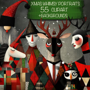 Surreal Christmas Characters Clipart & Backgrounds